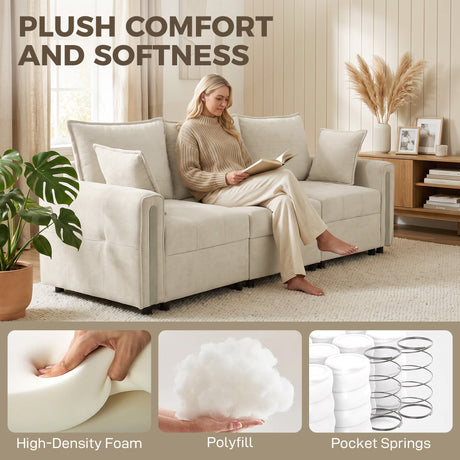 Velvet 3 Seater Sofa 228cm Wide With Lift Up Storage - Velmora