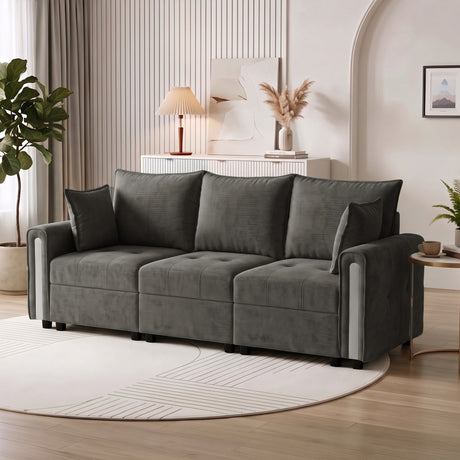 Velvet 3 Seater Sofa 228cm Wide With Lift Up Storage - Velmora