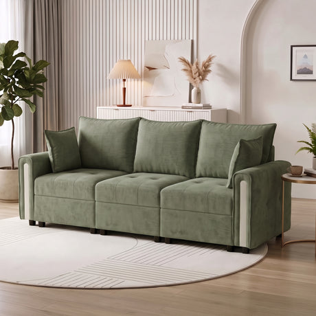 Velvet 3 Seater Sofa 228cm Wide With Lift Up Storage - Velmora