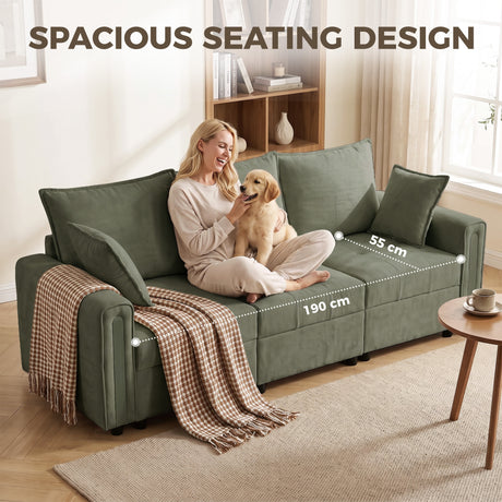 Velvet 3 Seater Sofa 228cm Wide With Lift Up Storage - Velmora