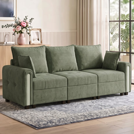 Velvet 3 Seater Sofa 228cm Wide With Lift Up Storage - Velmora