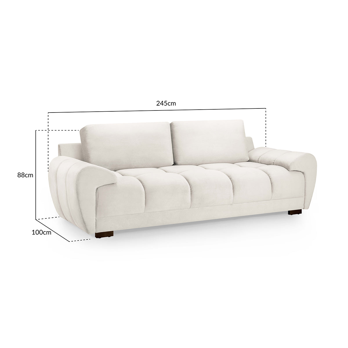 Velvet 3 Seater Sofa - Azzuro
