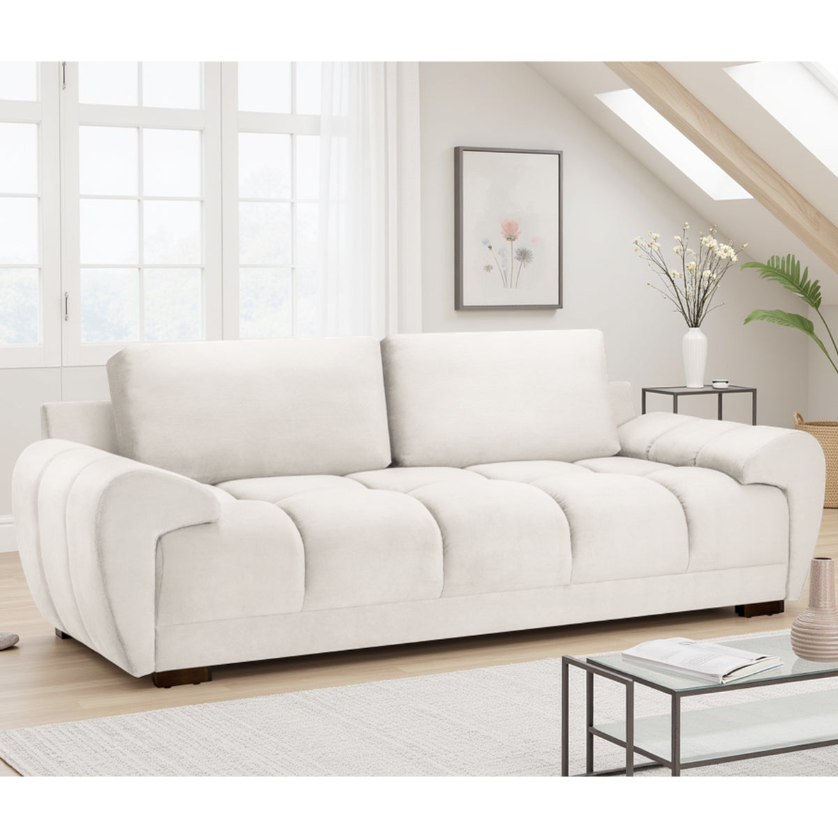 Velvet 3 Seater Sofa - Azzuro