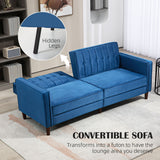 Velvet 3 Seater Sofa Bed 189cm Wide With Wooden Legs - Velmora