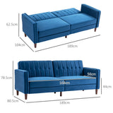 Velvet 3 Seater Sofa Bed 189cm Wide With Wooden Legs - Velmora