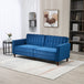 Velvet 3 Seater Sofa Bed 189cm Wide With Wooden Legs - Velmora