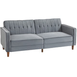 Velvet 3 Seater Sofa Bed 189cm Wide With Wooden Legs - Velmora