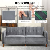 Velvet 3 Seater Sofa Bed 189cm Wide With Wooden Legs - Velmora