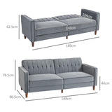 Velvet 3 Seater Sofa Bed 189cm Wide With Wooden Legs - Velmora