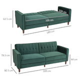 Velvet 3 Seater Sofa Bed 189cm Wide With Wooden Legs - Velmora