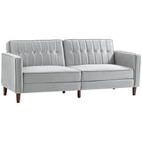 Velvet 3 Seater Sofa Bed 189cm Wide With Wooden Legs - Velmora