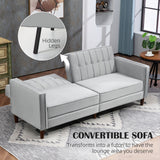Velvet 3 Seater Sofa Bed 189cm Wide With Wooden Legs - Velmora