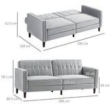 Velvet 3 Seater Sofa Bed 189cm Wide With Wooden Legs - Velmora