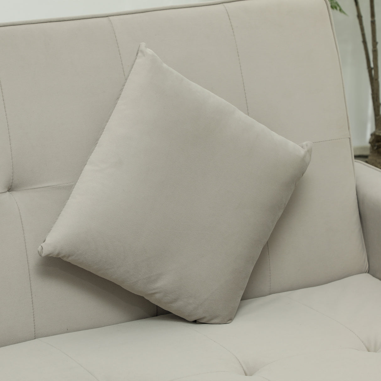 Velvet 3 Seater Sofa Bed 196cm Wide With 2 Pillows - Velmora