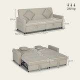 Velvet 3 Seater Sofa Bed 196cm Wide With 2 Pillows - Velmora