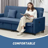 Velvet 3 Seater Sofa Bed 196cm Wide With 2 Pillows - Velmora