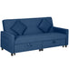 Velvet 3 Seater Sofa Bed 196cm Wide With 2 Pillows - Velmora