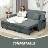 Velvet 3 Seater Sofa Bed 196cm Wide With 2 Pillows - Velmora