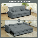 Velvet 3 Seater Sofa Bed 196cm Wide With 2 Pillows - Velmora