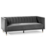 Velvet 3 Seater Sofa Scalloped Back - Salma