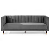 Velvet 3 Seater Sofa Scalloped Back - Salma
