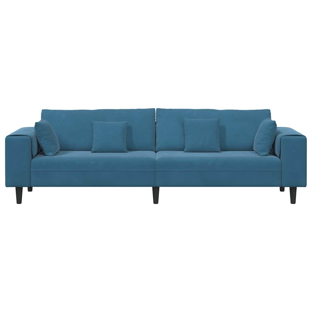 Velvet 4 Seater Sofa With Cushion - Vantage Home
