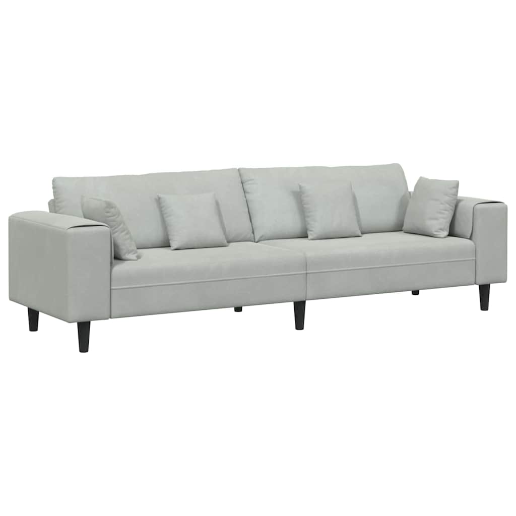 Velvet 4 Seater Sofa With Cushion - Vantage Home
