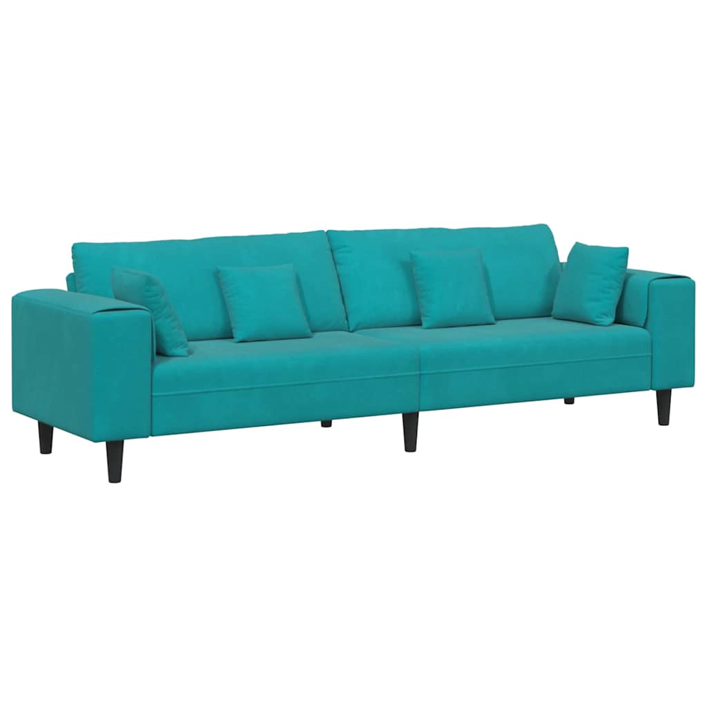 Velvet 4 Seater Sofa With Cushion - Vantage Home