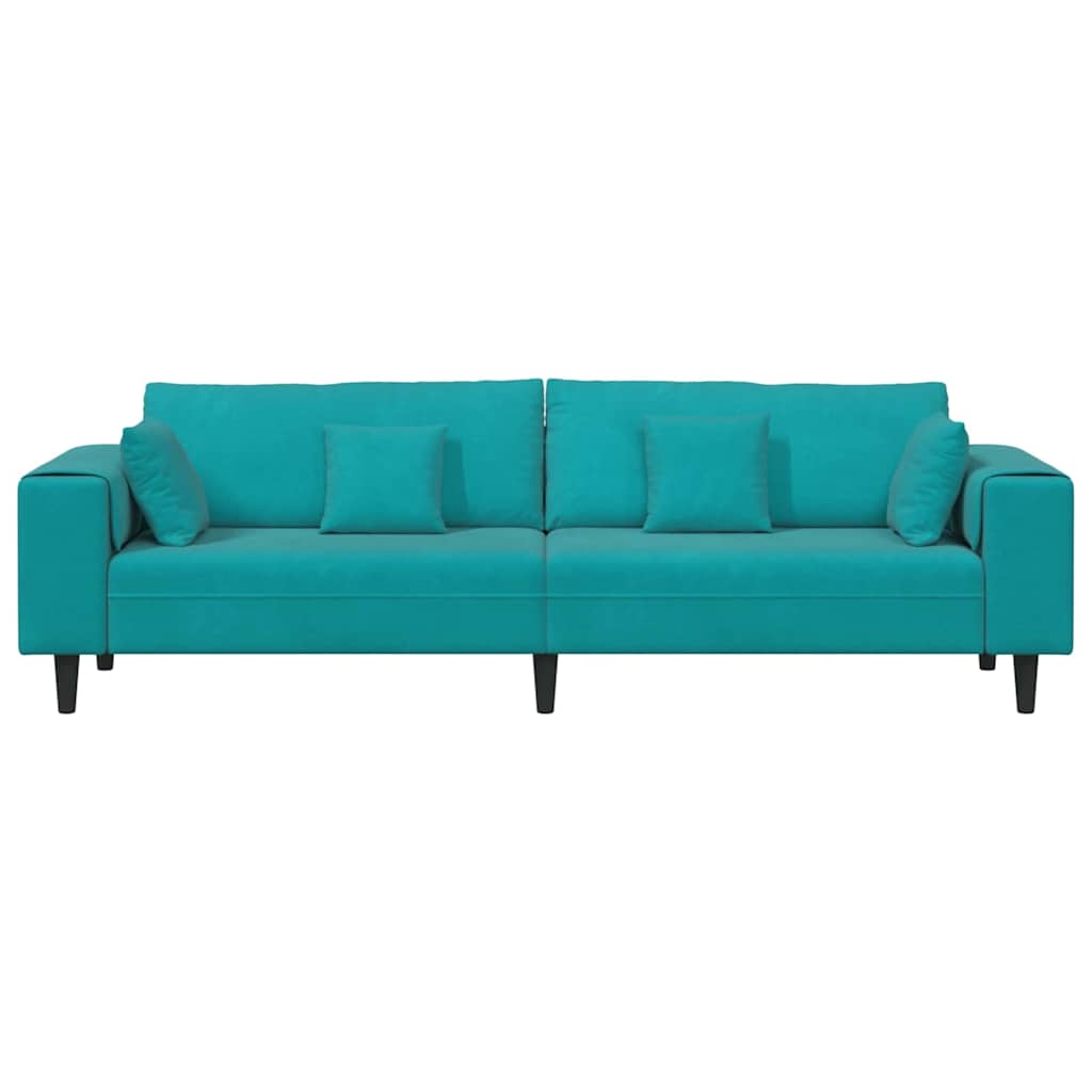 Velvet 4 Seater Sofa With Cushion - Vantage Home