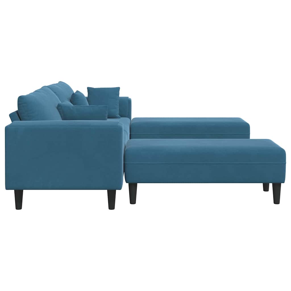 Velvet 4 Seater Sofa With Ottoman And Cushion - Vantage Home