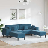 Velvet 4 Seater Sofa With Ottoman And Cushion - Vantage Home