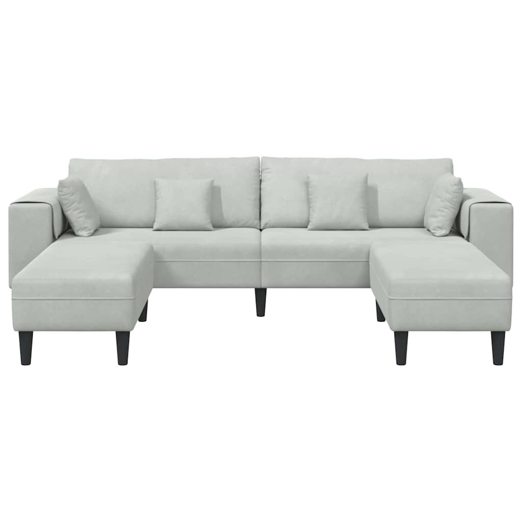 Velvet 4 Seater Sofa With Ottoman And Cushion - Vantage Home