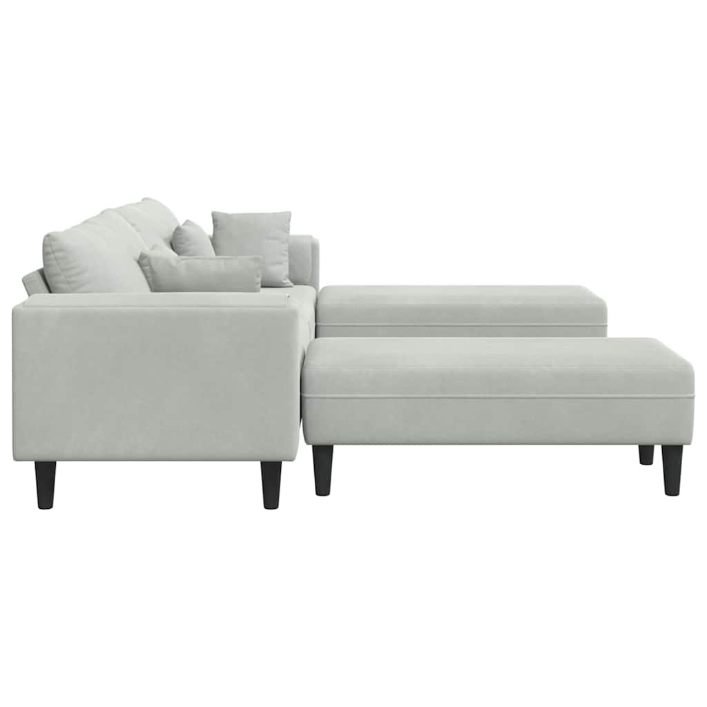 Velvet 4 Seater Sofa With Ottoman And Cushion - Vantage Home