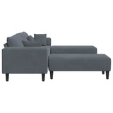Velvet 4 Seater Sofa With Ottoman And Cushion - Vantage Home