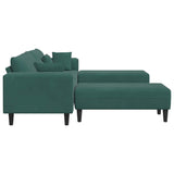 Velvet 4 Seater Sofa With Ottoman And Cushion - Vantage Home