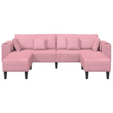 Velvet 4 Seater Sofa With Ottoman And Cushion - Vantage Home