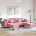 Velvet 4 Seater Sofa With Ottoman And Cushion - Vantage Home