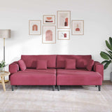 Velvet 4 Seater Sofa With Ottoman And Cushion - Vantage Home