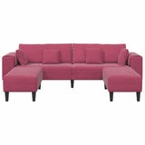 Velvet 4 Seater Sofa With Ottoman And Cushion - Vantage Home