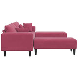 Velvet 4 Seater Sofa With Ottoman And Cushion - Vantage Home