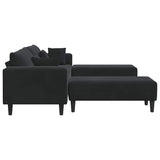 Velvet 4 Seater Sofa With Ottoman And Cushion - Vantage Home