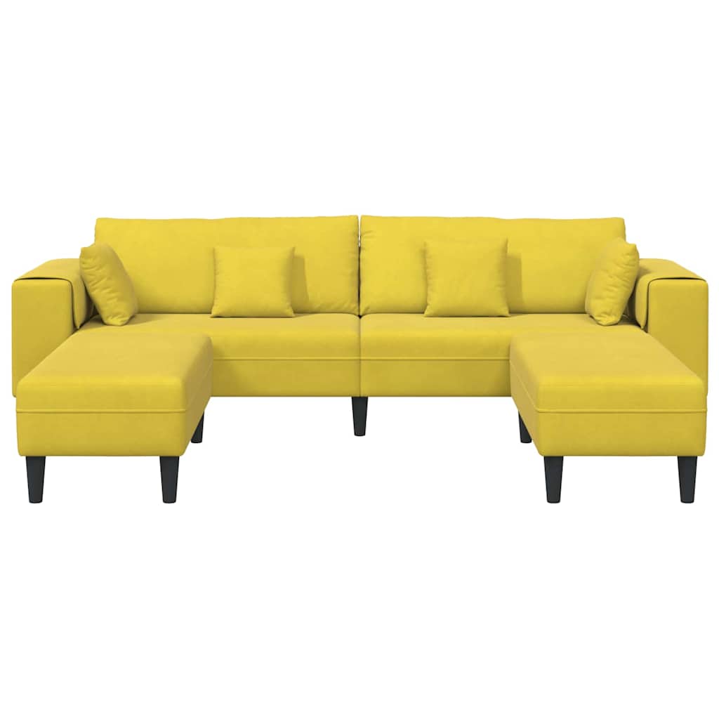 Velvet 4 Seater Sofa With Ottoman And Cushion - Vantage Home