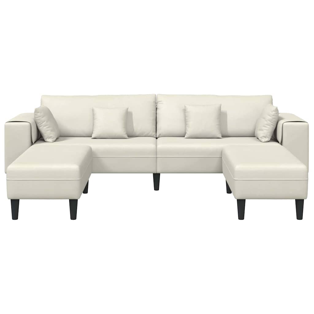 Velvet 4 Seater Sofa With Ottoman And Cushion - Vantage Home