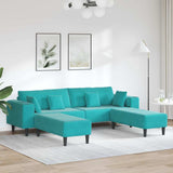Velvet 4 Seater Sofa With Ottoman And Cushion - Vantage Home