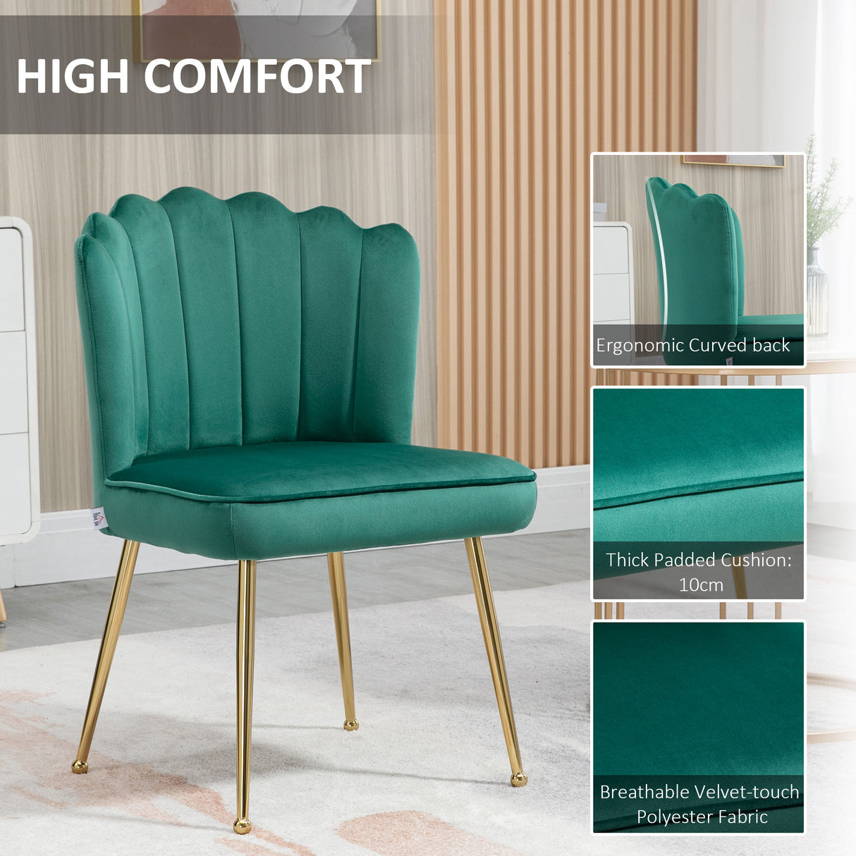Velvet Accent Chair 57cm Wide With Metal Legs in Set Of 2 - Velmora