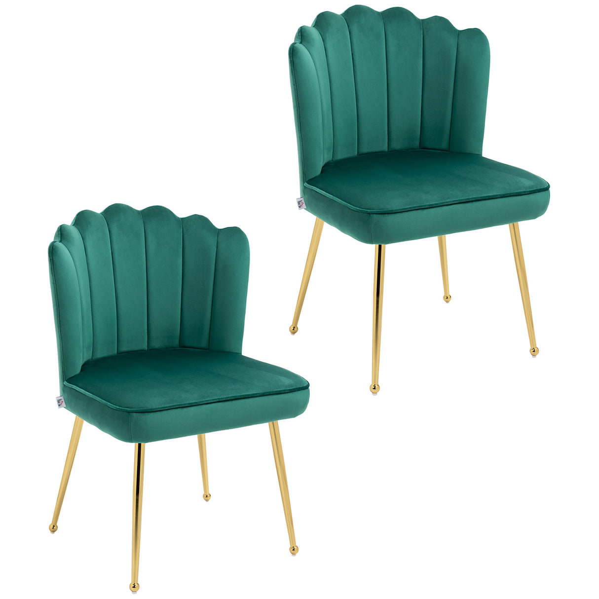 Velvet Accent Chair 57cm Wide With Metal Legs in Set Of 2 - Velmora