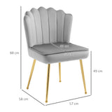 Velvet Accent Chair 57cm Wide With Metal Legs in Set Of 2 - Velmora