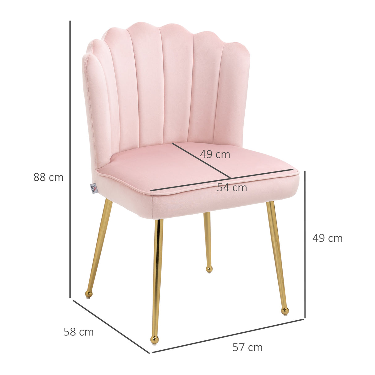 Velvet Accent Chair 57cm Wide With Metal Legs in Set Of 2 - Velmora