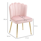 Velvet Accent Chair 57cm Wide With Metal Legs in Set Of 2 - Velmora