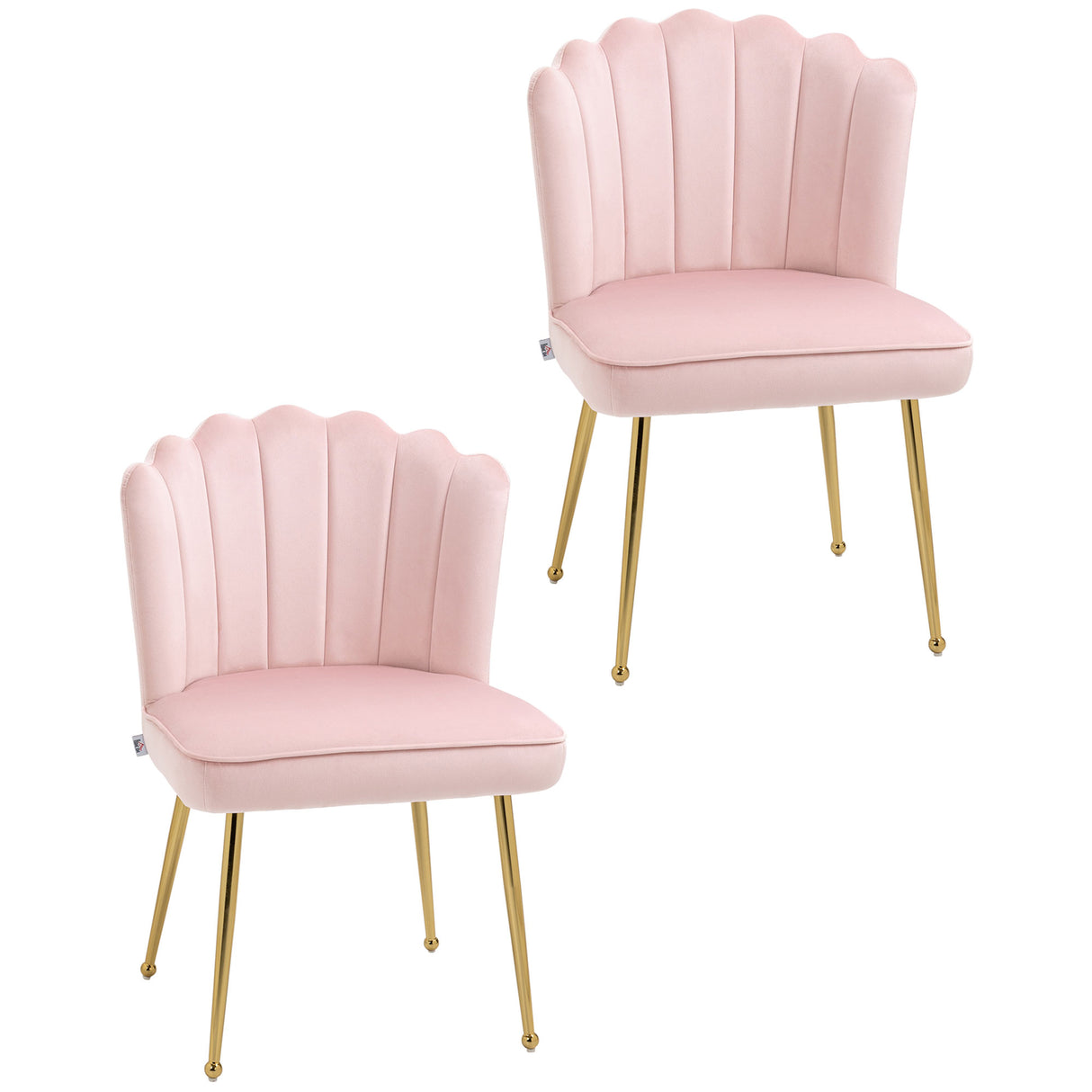 Velvet Accent Chair 57cm Wide With Metal Legs in Set Of 2 - Velmora